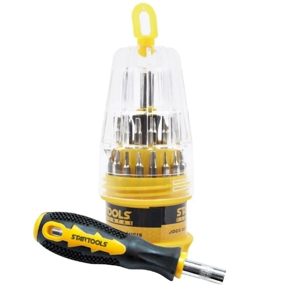 Kit Conjunto Jogo 31pcs Ferramenta Pequenas Pontas Chaves Intercambiáveis Reparo Torx Philips Fenda