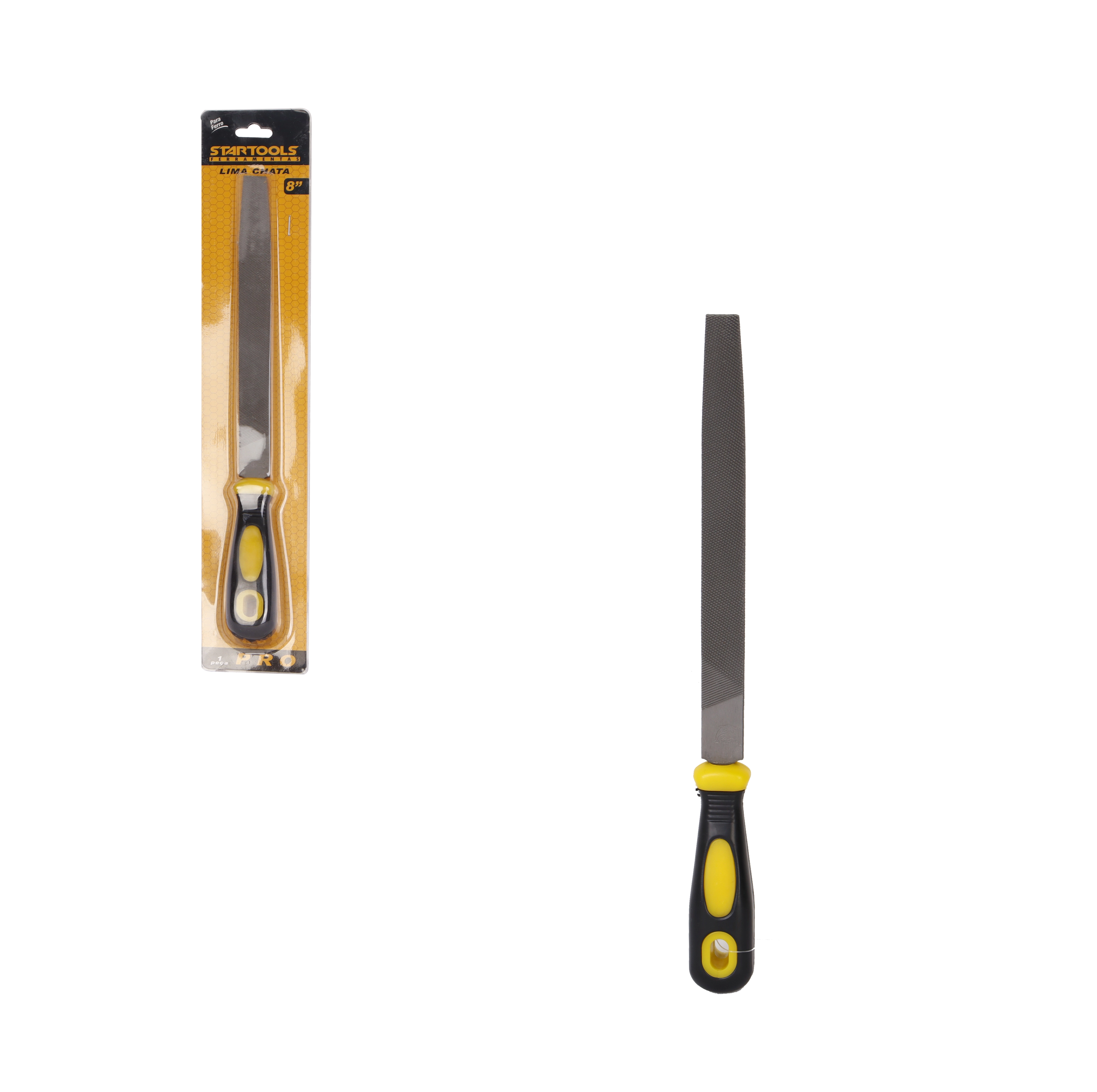 Lima Chata Ferro Cabo Plastico Amarelo 8 Ar0512 Startools