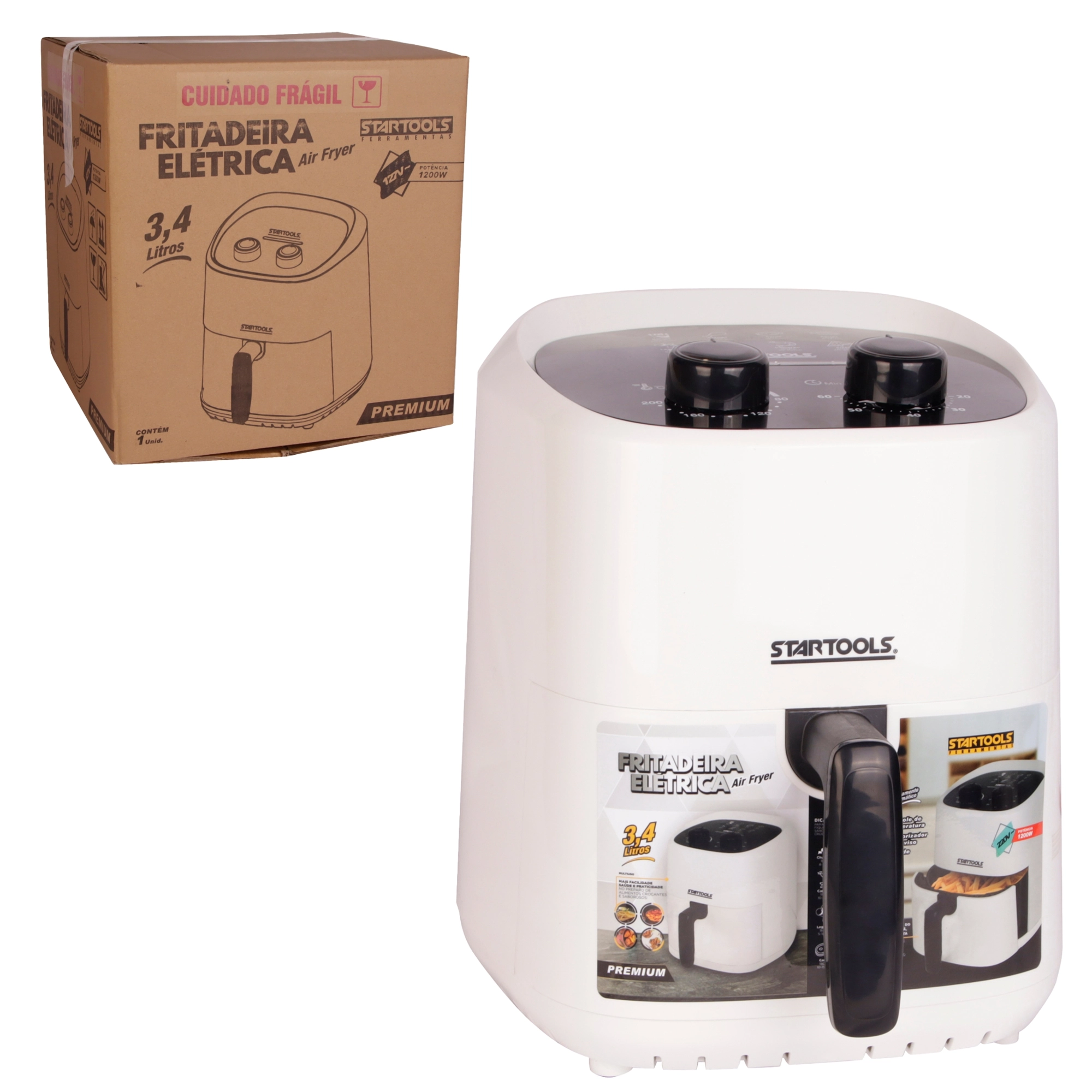 Fritadeira Air Fryer Startools 3,4l Branca Premium 1200w 127v