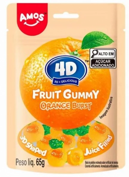 Bala Amos 4d Fruit Gummy Orange 65g