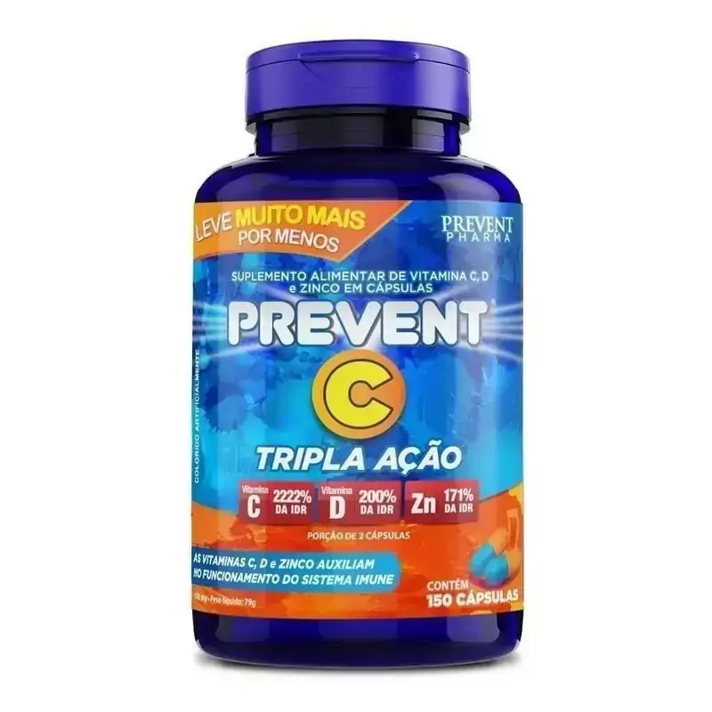 Prevent C Tripla Ação Vitamina C D e Zinco 150Cáps