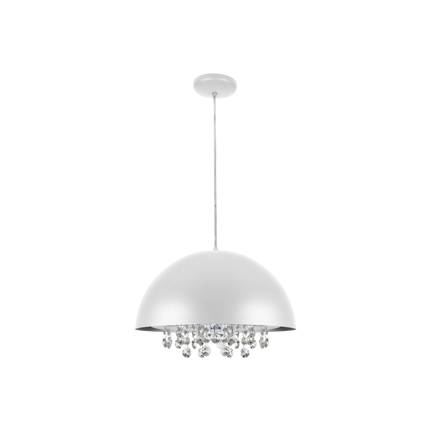 Pendente Aqua Meia Lua Com Cristais E27 30cm Bronzearte Branco