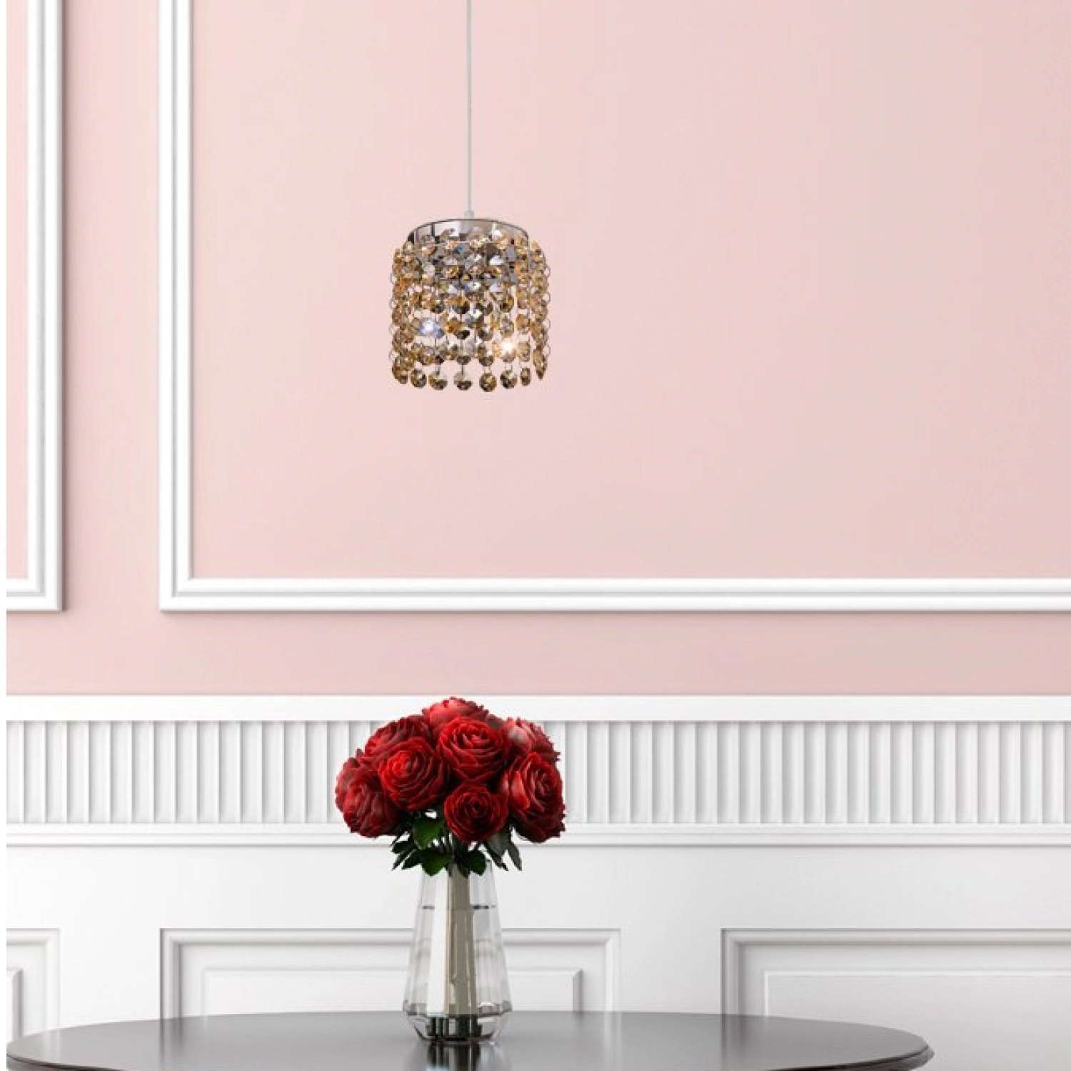 Pendente Milano Cristal Redondo 1 Lâmpada G9 Bronzearte Bronze