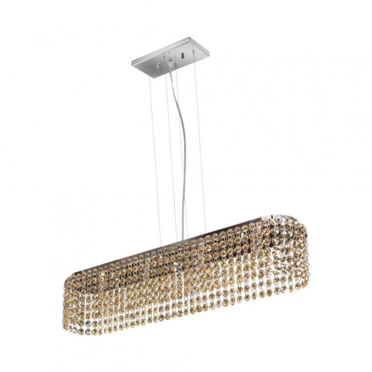 Pendente Cristal Retangular 60x11,5x13cm 4 Lâmpadas G9 Milano Bronzearte Âmbar