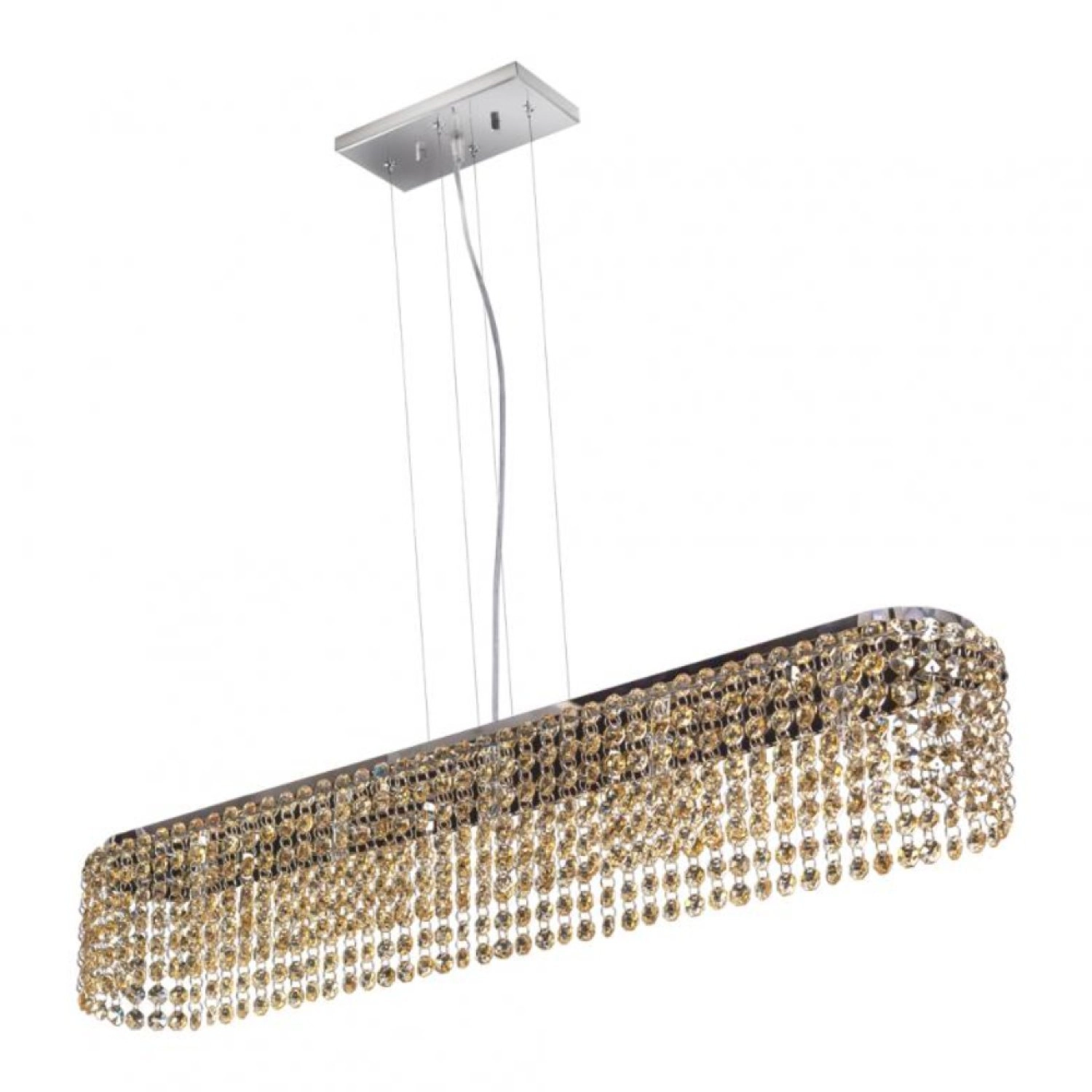 Pendente Cristal Retangular 80x11,5x13cm 5 Lâmpadas G9 Milano Bronzearte Âmbar