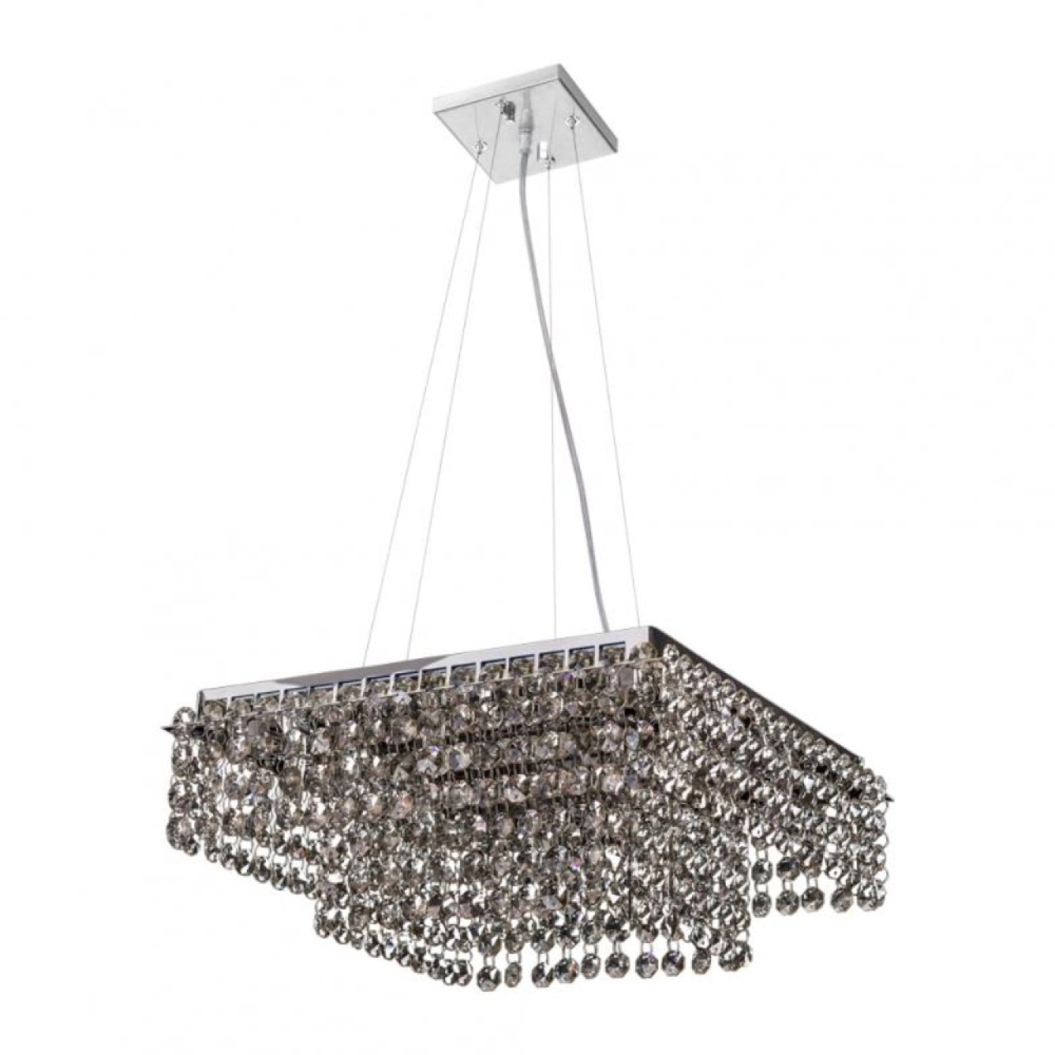 Pendente Cristal Quadrado 30x30x12,5cm 6 Lâmpadas G9 Milano Bronzearte Fumê