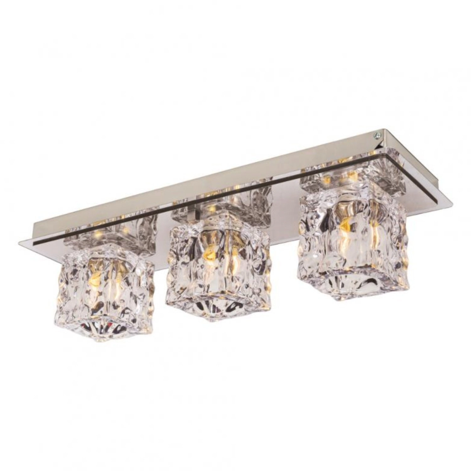 Plafon Inox 3 Luzes 38,9x12,5cm Frost Gpft3903ixpf Bronzearte Transparente