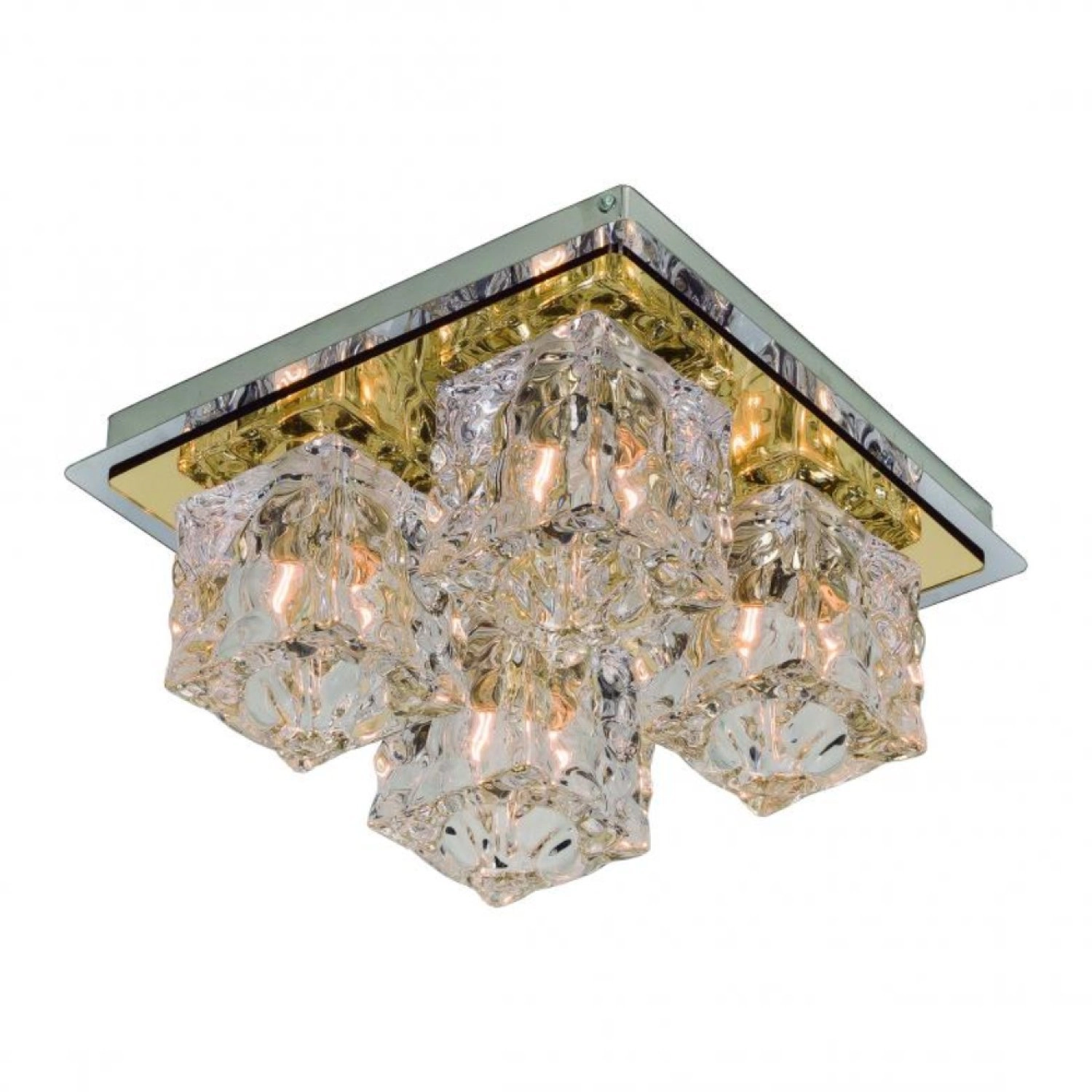Plafon 4 Luzes 22,2x22,2cm Frost Gpft2204dopf Bronzearte Dourado