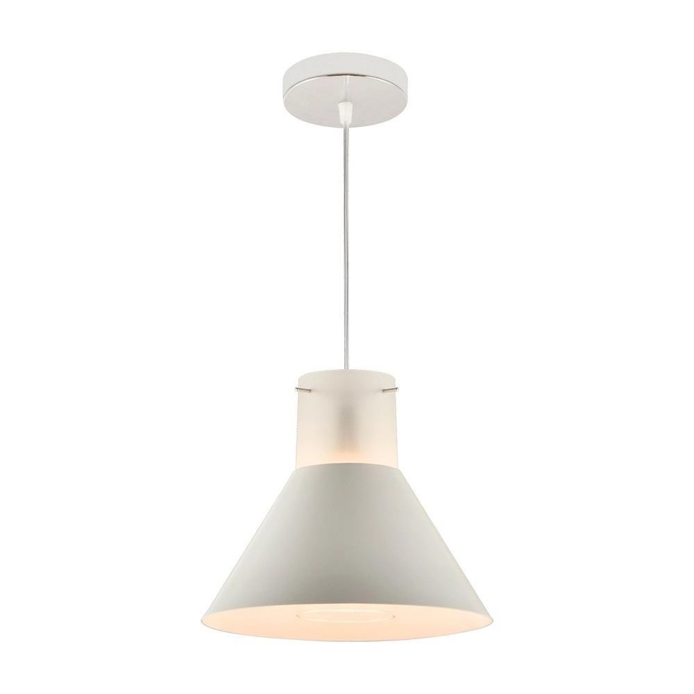 Pendente Em Aço P/ 1 Lâmpada Mykoos 15w Fosco Cúpula Branca