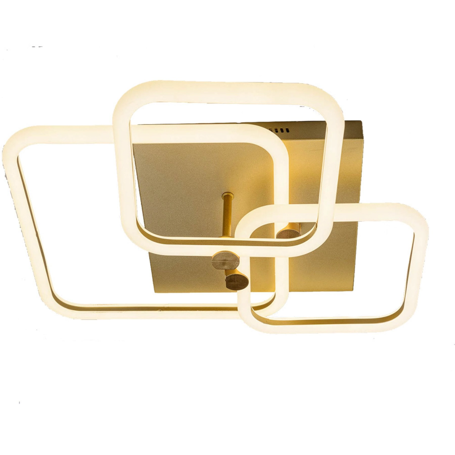 Plafon LED Dourado Aço Space Square Triple 49W LLUM Bronzearte