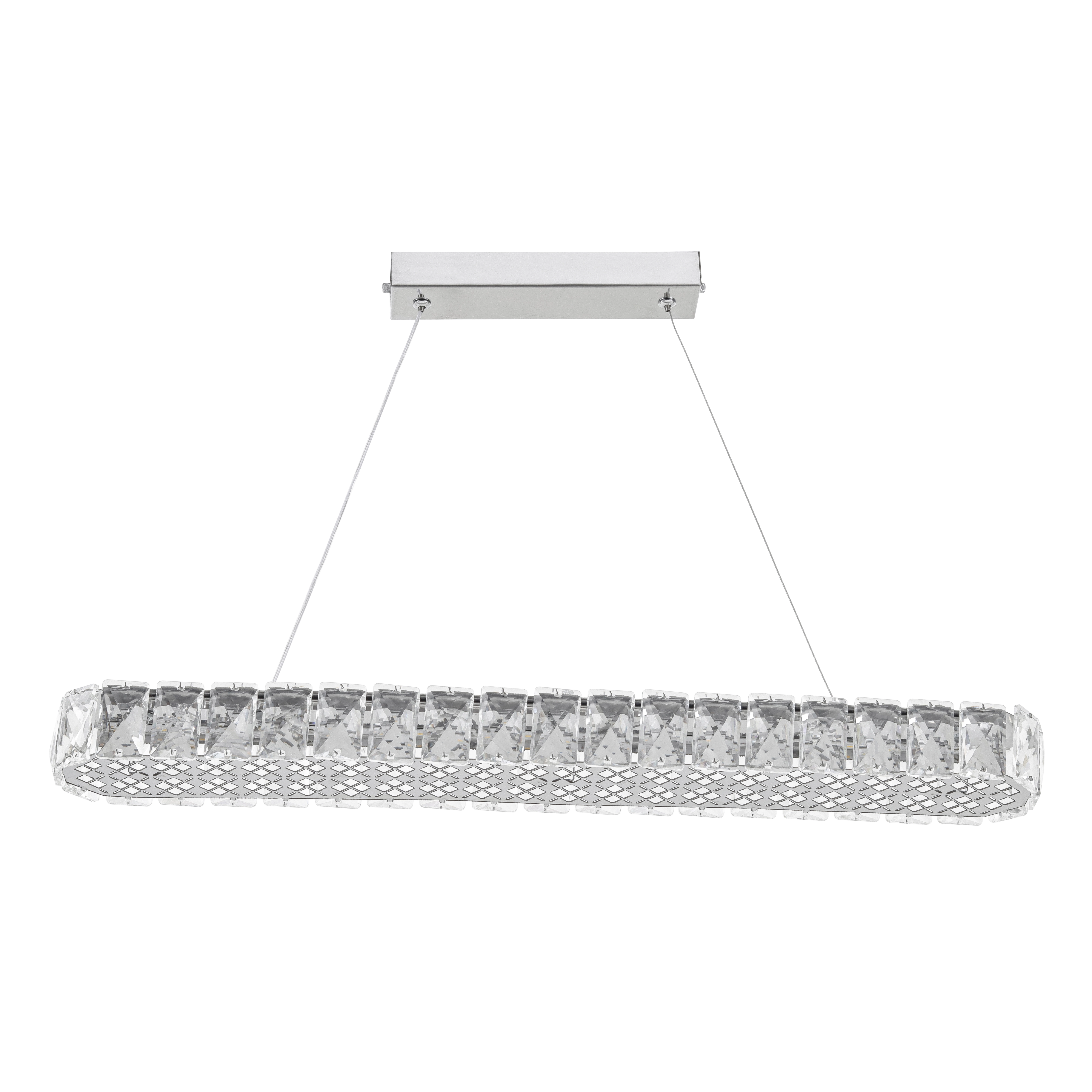 Pendente Retangular com LED Cristal Transparente Casual e Decorativo LLUM Bronzearte