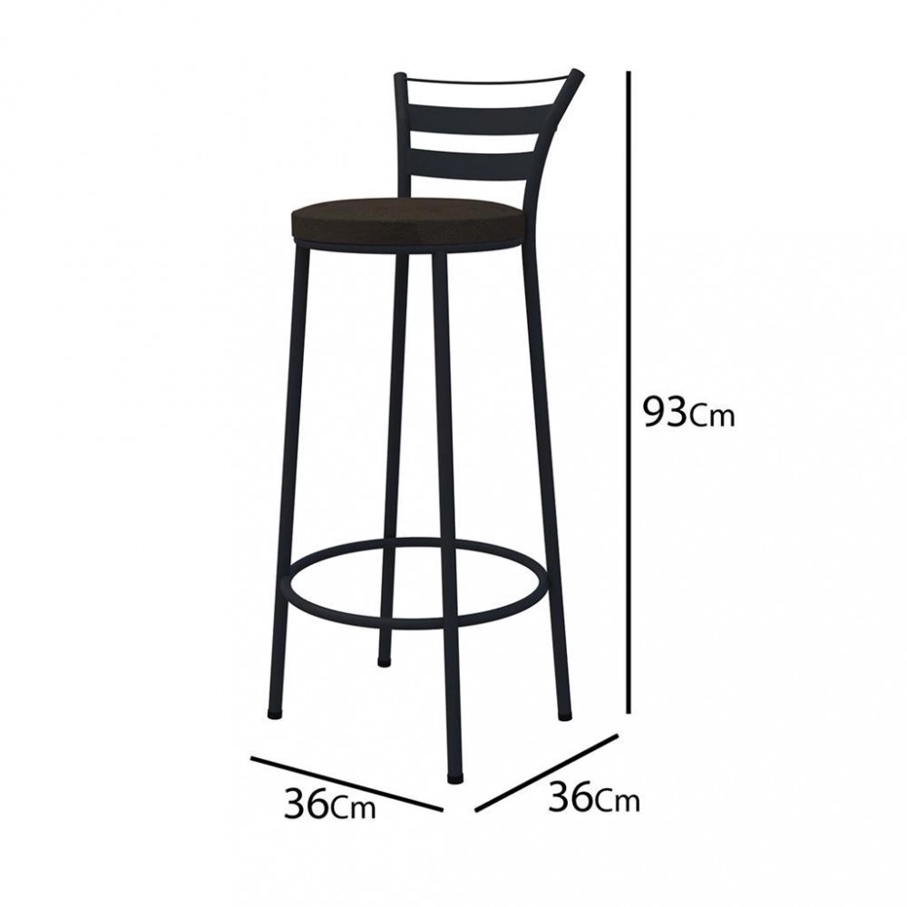 Banqueta Dubai Alta Preto Fosco H.9.00.00 20584 Fabone