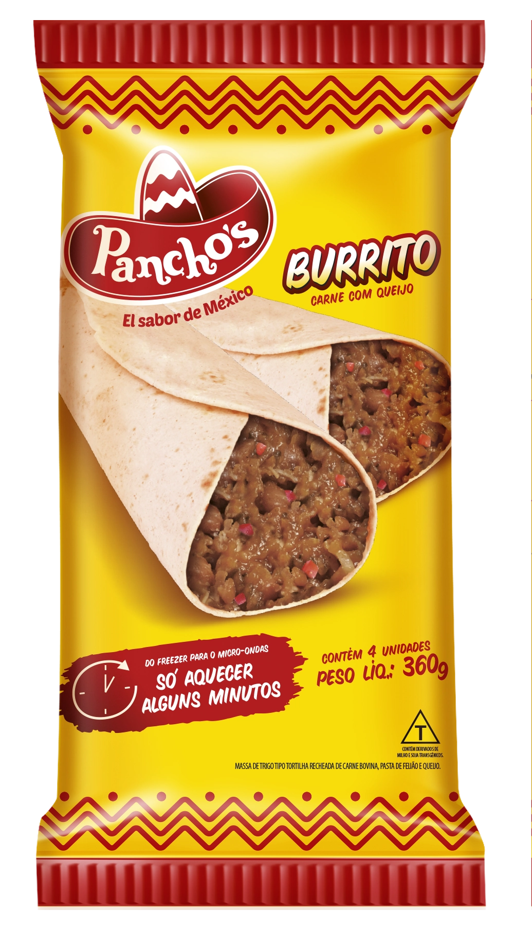 Burrito Panchos 360g Carne C/queijo