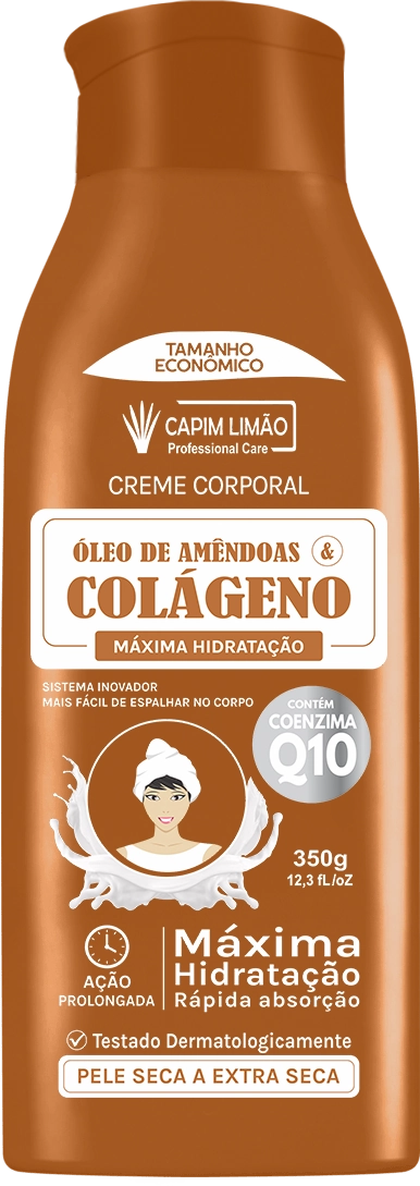 Creme Corporal Capim Limao Oleo De Amendoas C/ Colageno Q10 350g