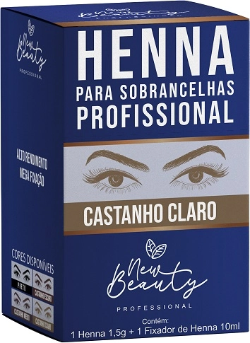 Henna Sobrancelha New Beauty 1,5g Fix 10m Castanho Claro