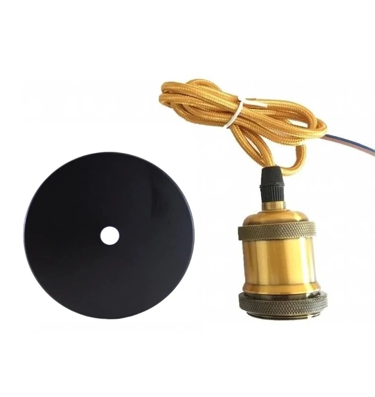 Pendente Gold E27 - Fio De Tecido Colorido