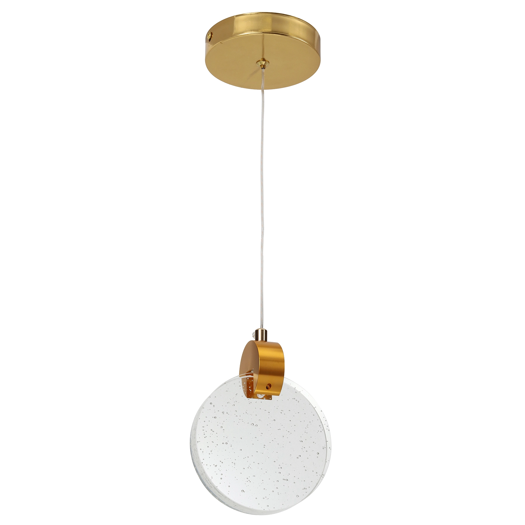 Pendente Anéis com LED Metal e Vidro Dourado Lua Gmh