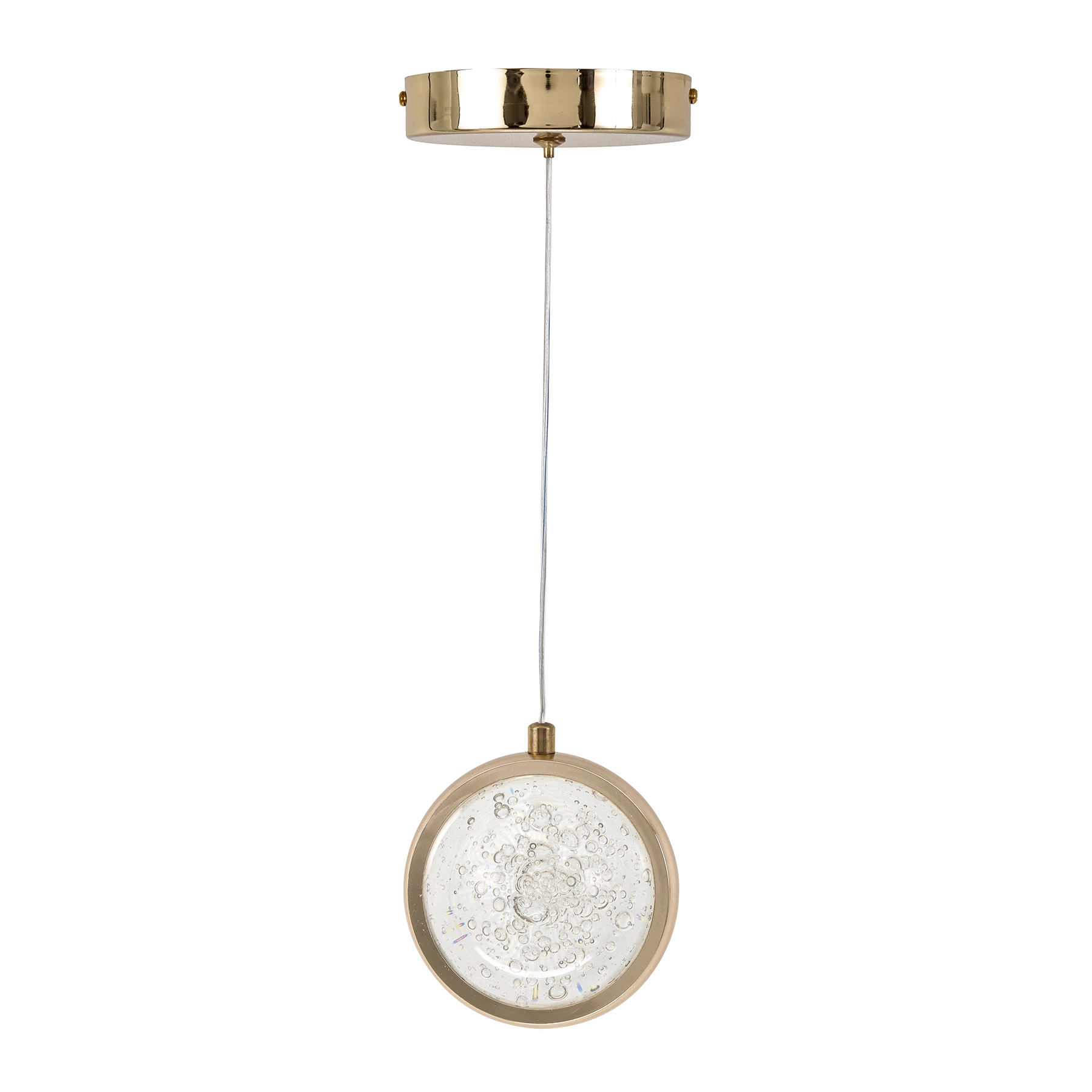 Pendente Redondo com LED Metal e Vidro Dourado Saturno GOLD Gmh