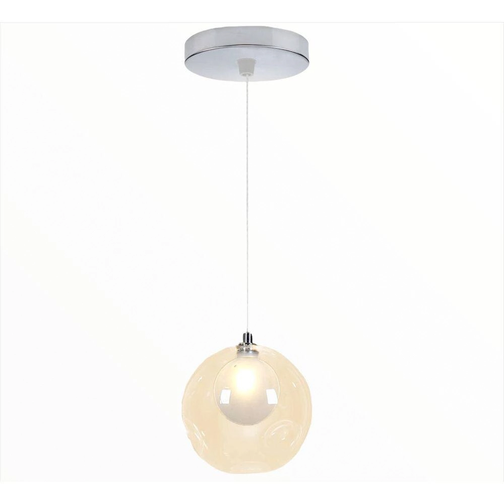 Pendente Éris Globo De Vidro Led Âmbar Bivolt