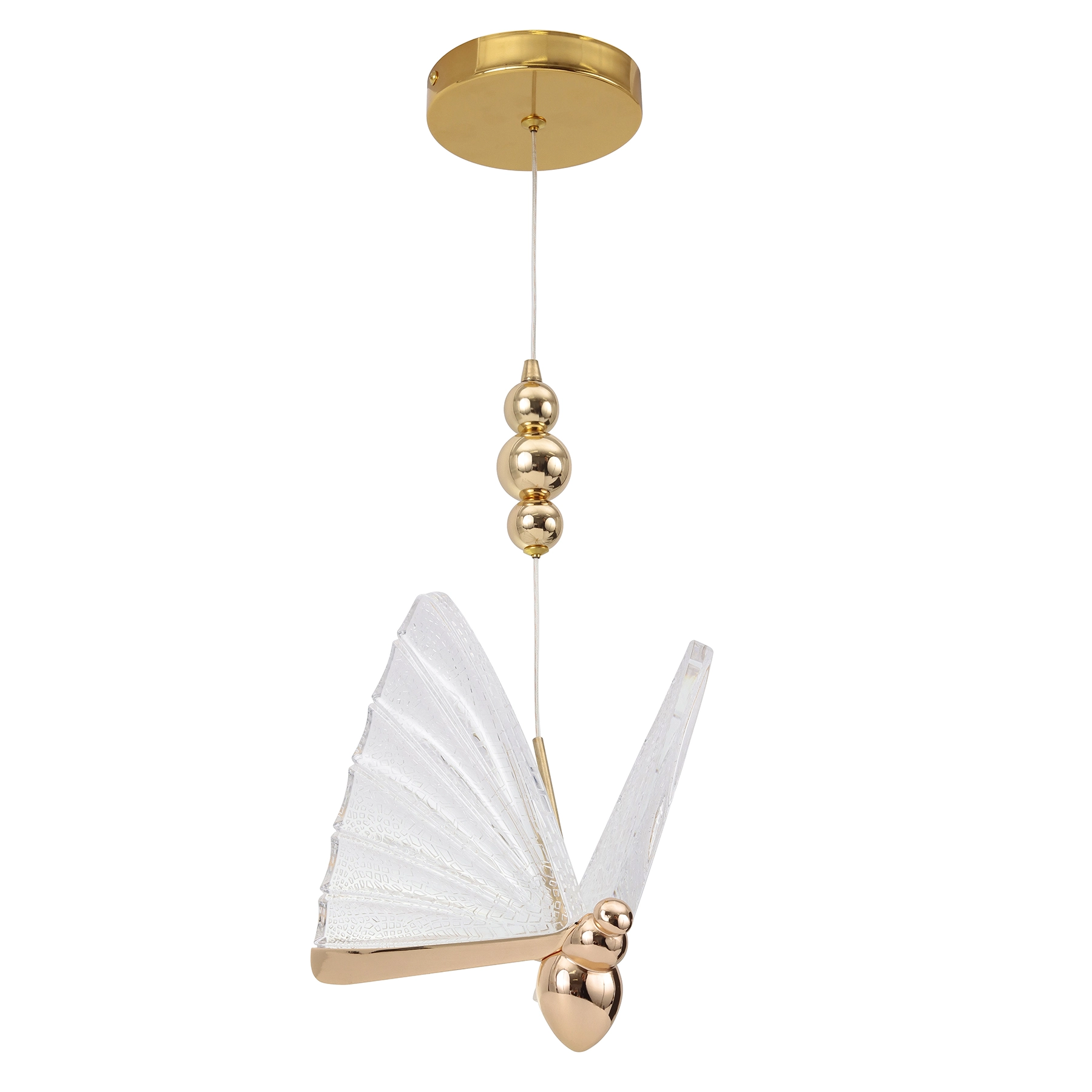 Pendente Borboleta com LED Metal e Plástico Dourado Wing Gold Gmh