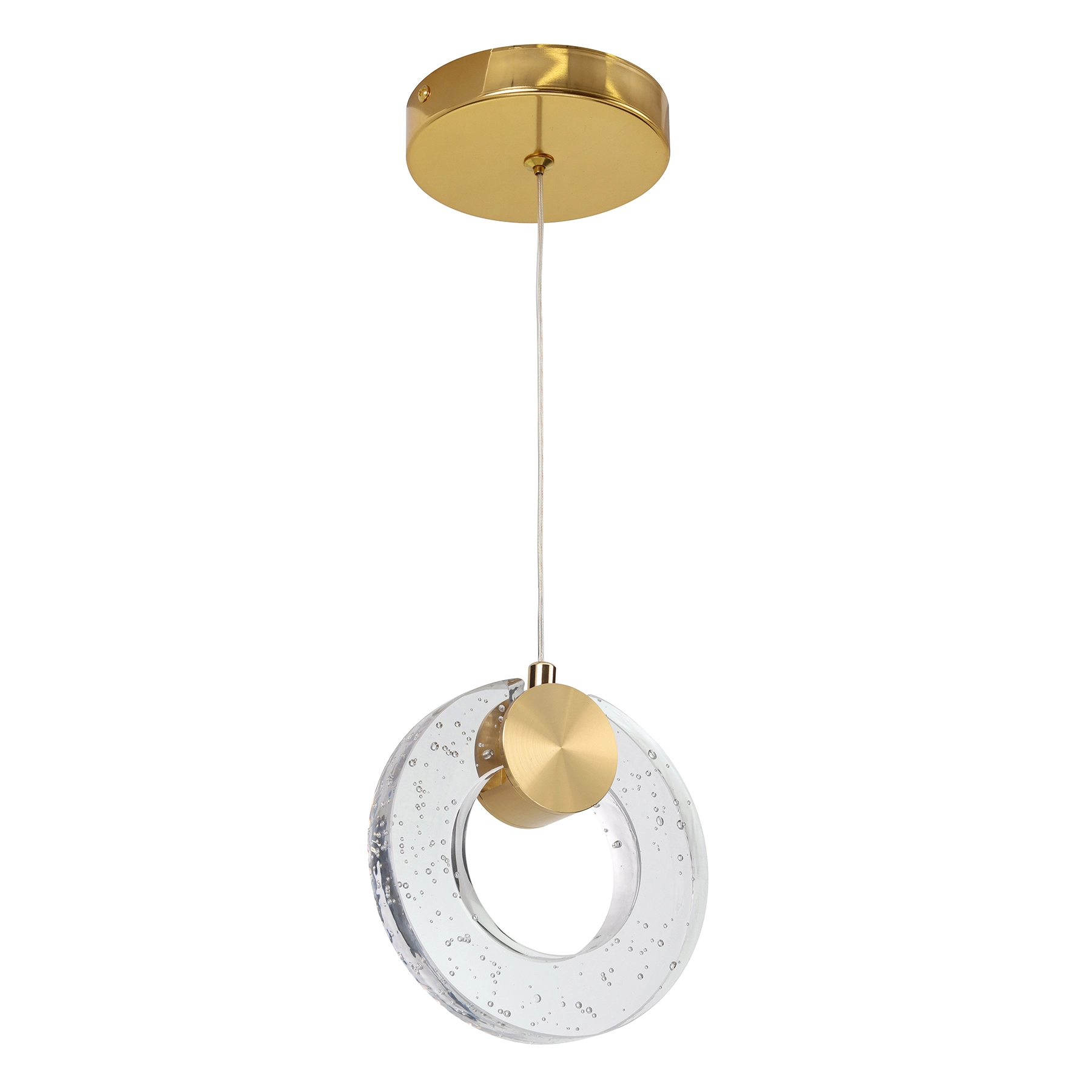 Pendente Anéis com LED Metal e Vidro Dourado Urano GOLD Gmh