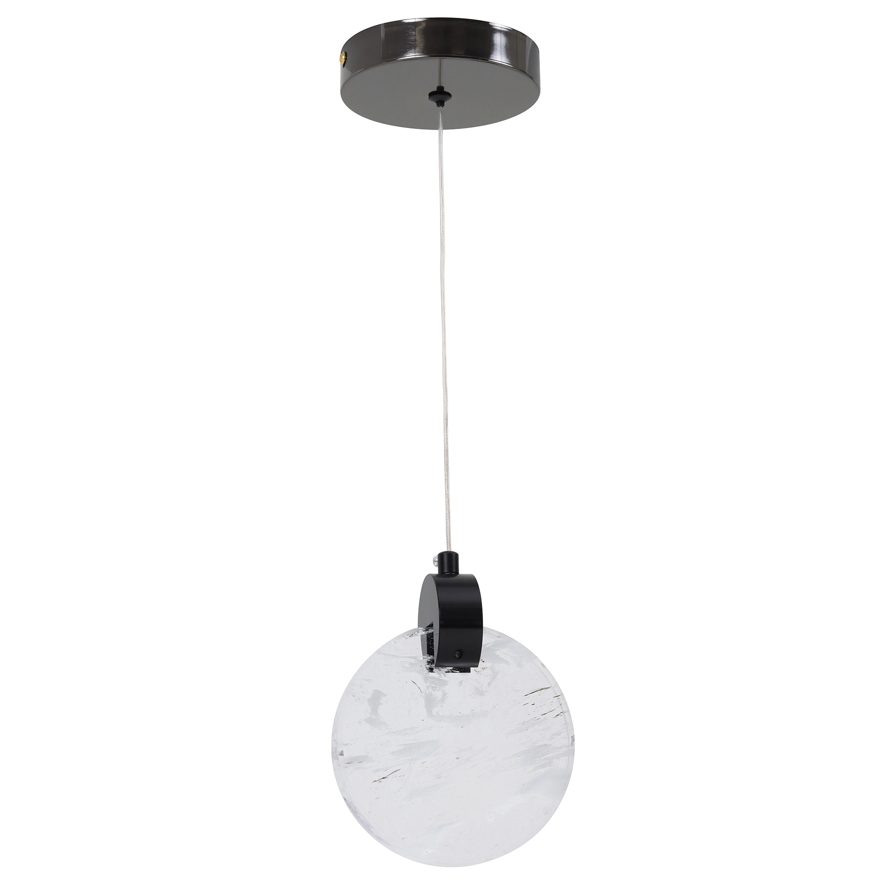 Pendente Redondo com LED Metal e Vidro Preto Black Moon Gmh