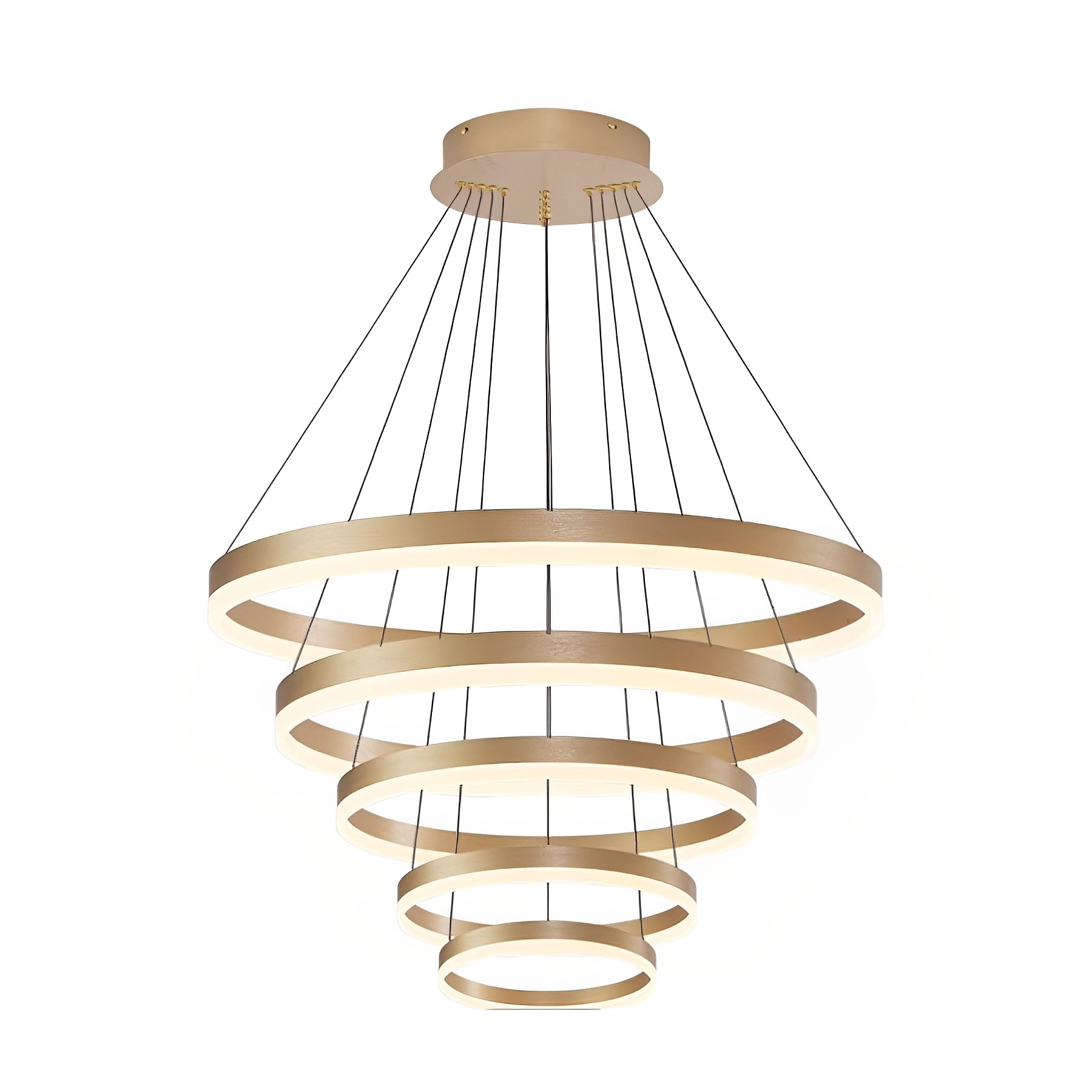 Pendente Redondo 5 Aros LED Neutro Dourado Cosmos 400 GMH