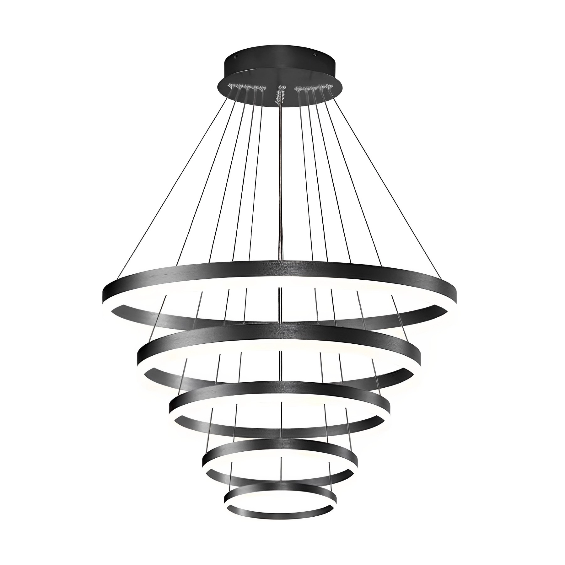 Pendente Redondo 5 Aros LED Neutro Preto Cosmos 400 GMH