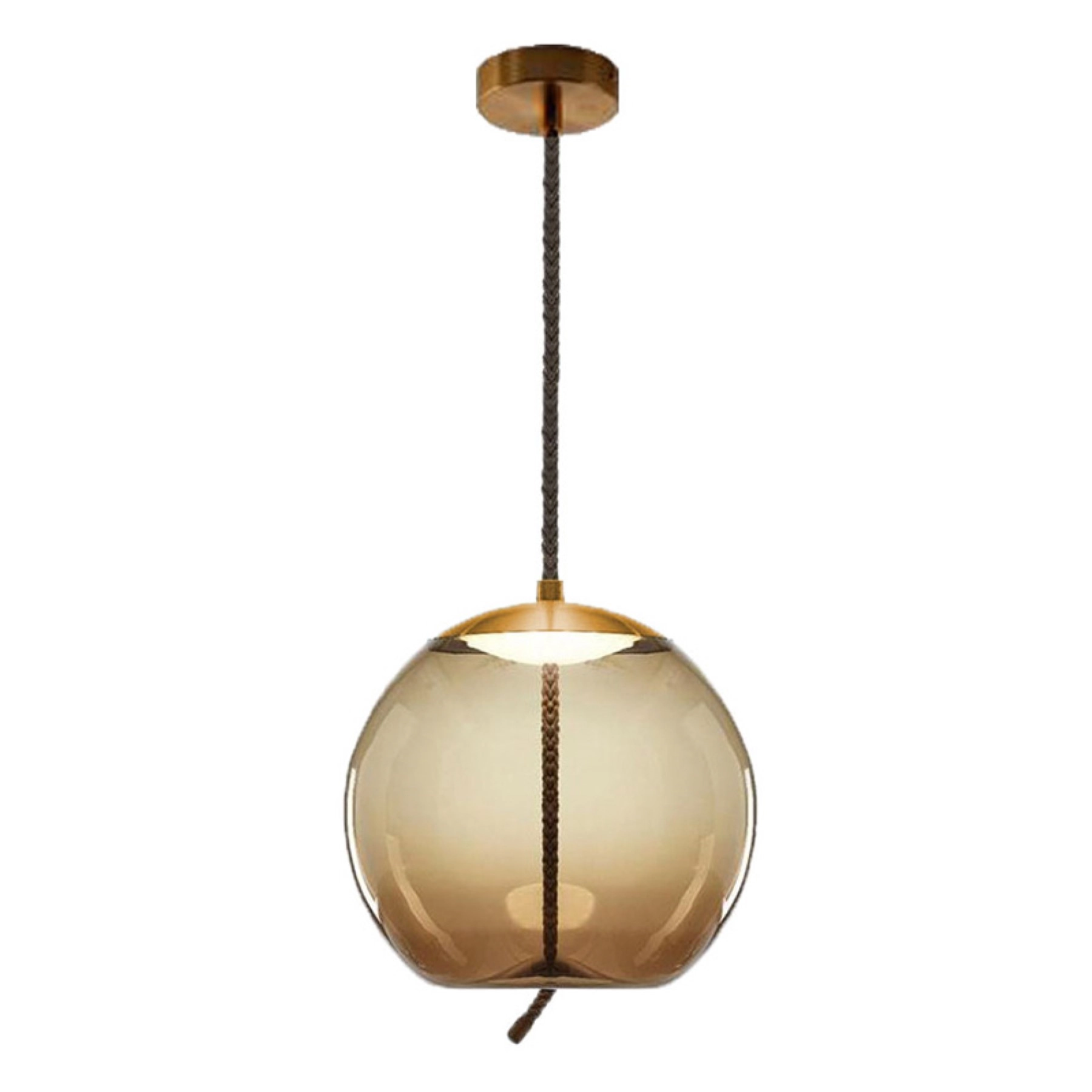 Pendente Redondo Com LED Vidro Rose Gold Quartzo Gmh