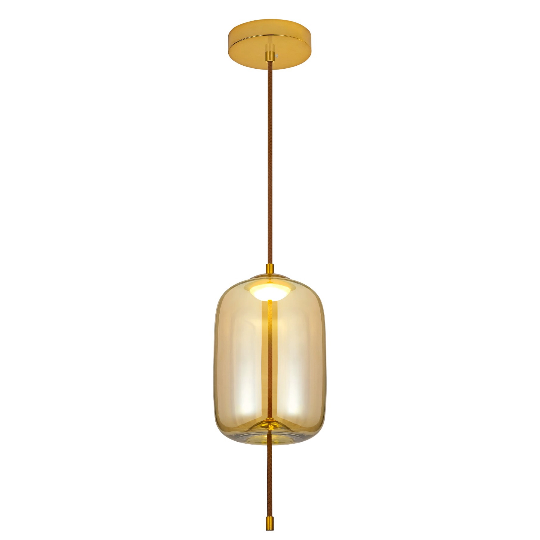Pendente Redondo Com LED Vidro Rose Gold Selenita Gmh
