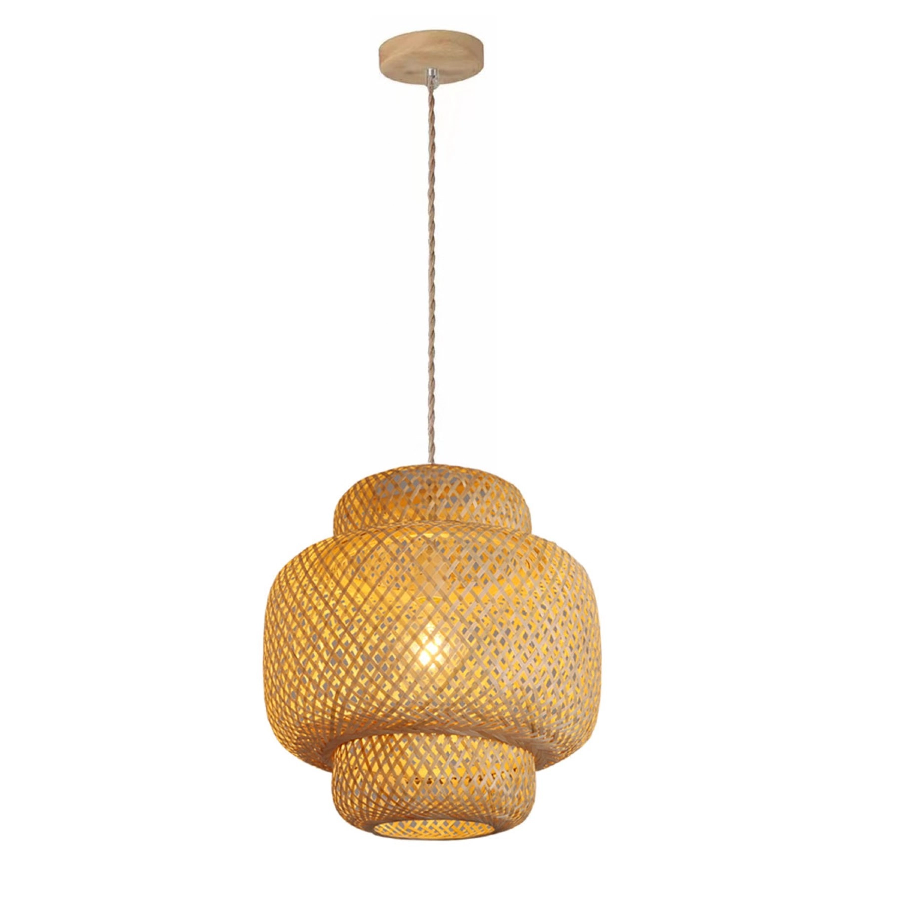 Pendente Oval 1 Lâmpada Fibra Bege Bali GMH