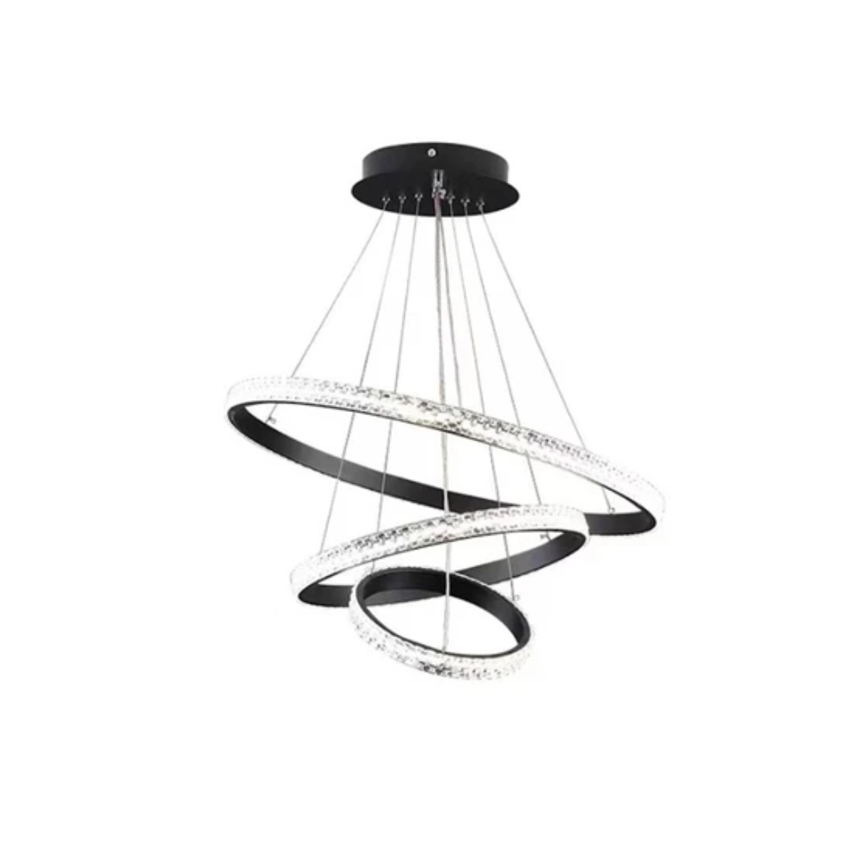 Pendente Led Andromeda 3 Aros Preto 3000k 113w - Gmh Trade