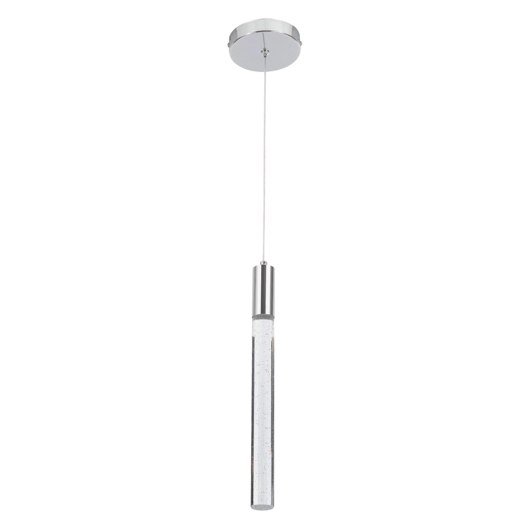 Pendente Cilindro Com LED Metal e Vidro Prata Nix Gmh