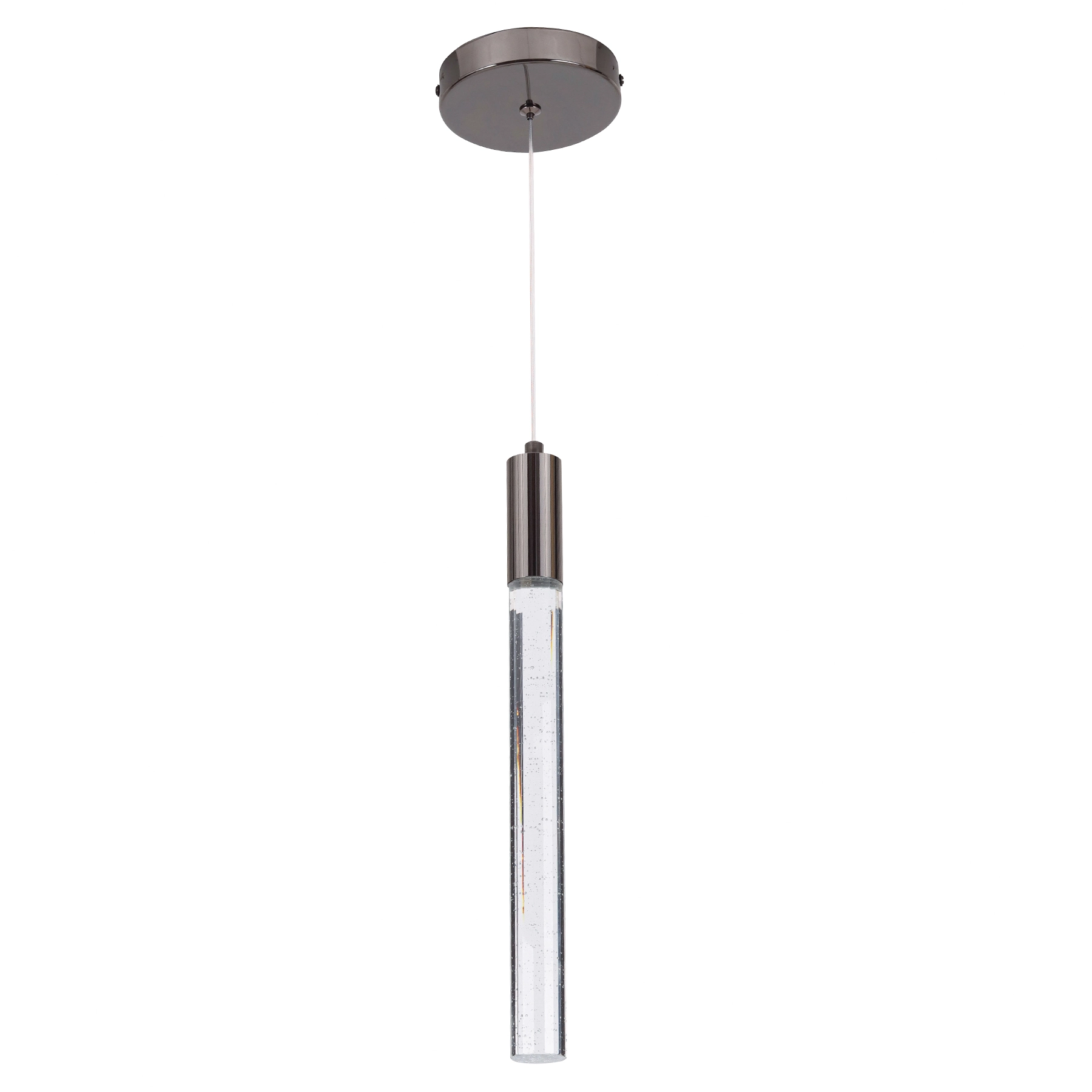 Pendente Cilindro Com LED Metal e Vidro Preto Nix Gmh