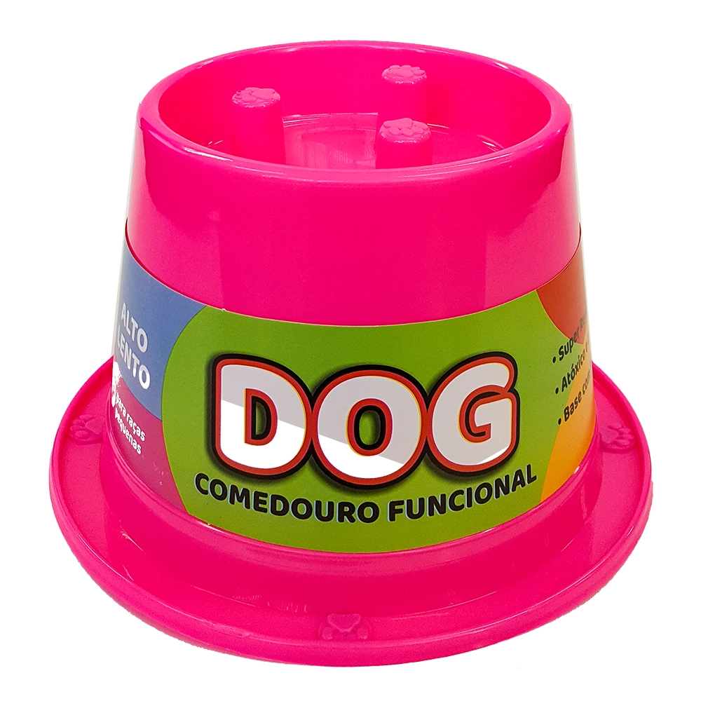 Comedouro Pet Toys Funcional Lento Anti Formiga Rosa Neon 250 Ml