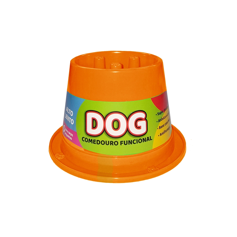Comedouro Pet Toys Funcional Lento Anti Formiga Laranja Neon 250 Ml