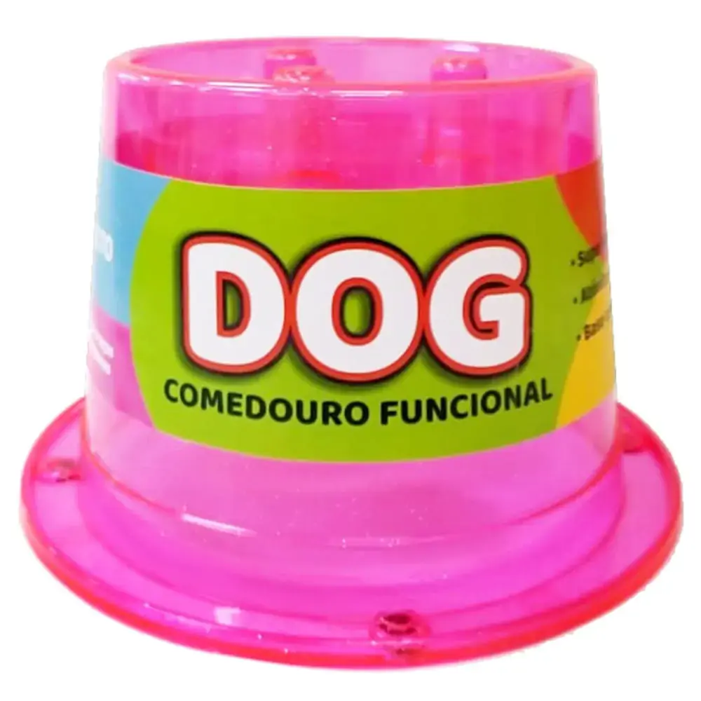 Comedouro Funcional Rosa Transparente Para Cães