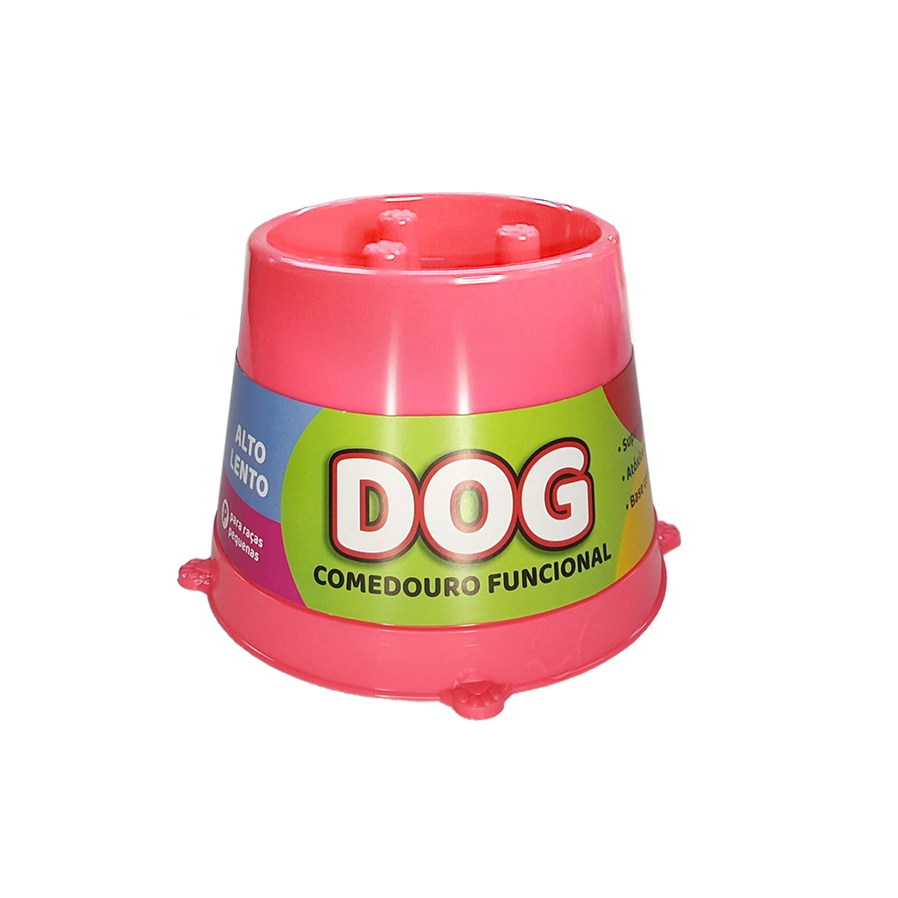 Comedouro Pet Toys Funcional Lento Rosa Neon 250 Ml