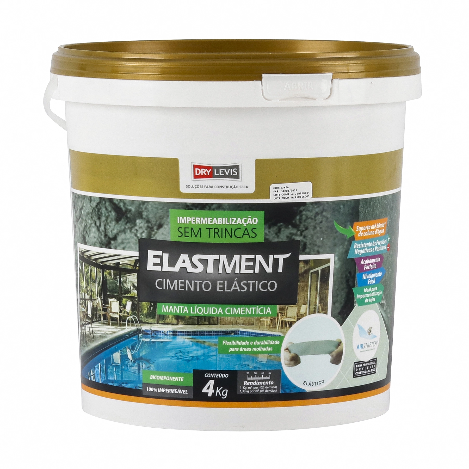Cimento Elástico Impermeabilizante Drylevis Elastment 4kg Cinza