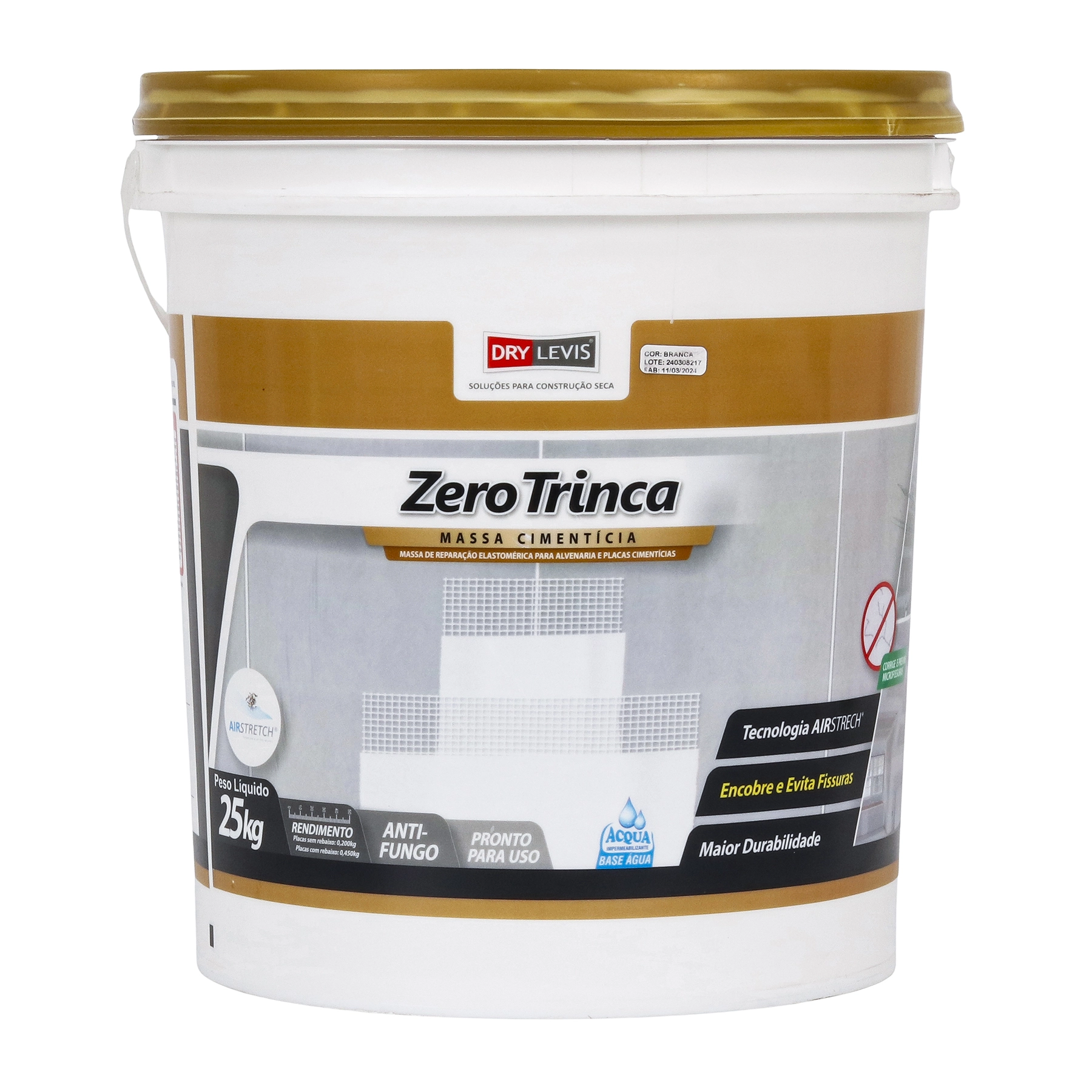 Massa Cimentícia Branca Zero Trinca 25kg Drylevis