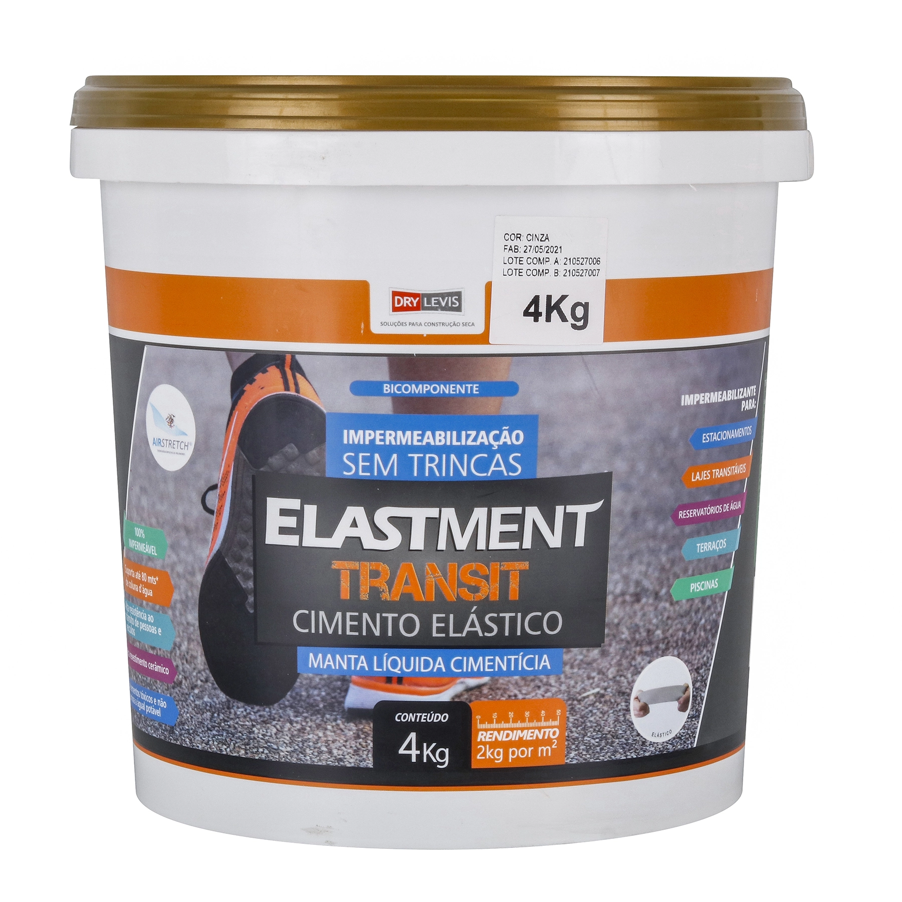 Manta Líquida Impermeabilizante Drylevis Elastment Transit 4kg Cinza