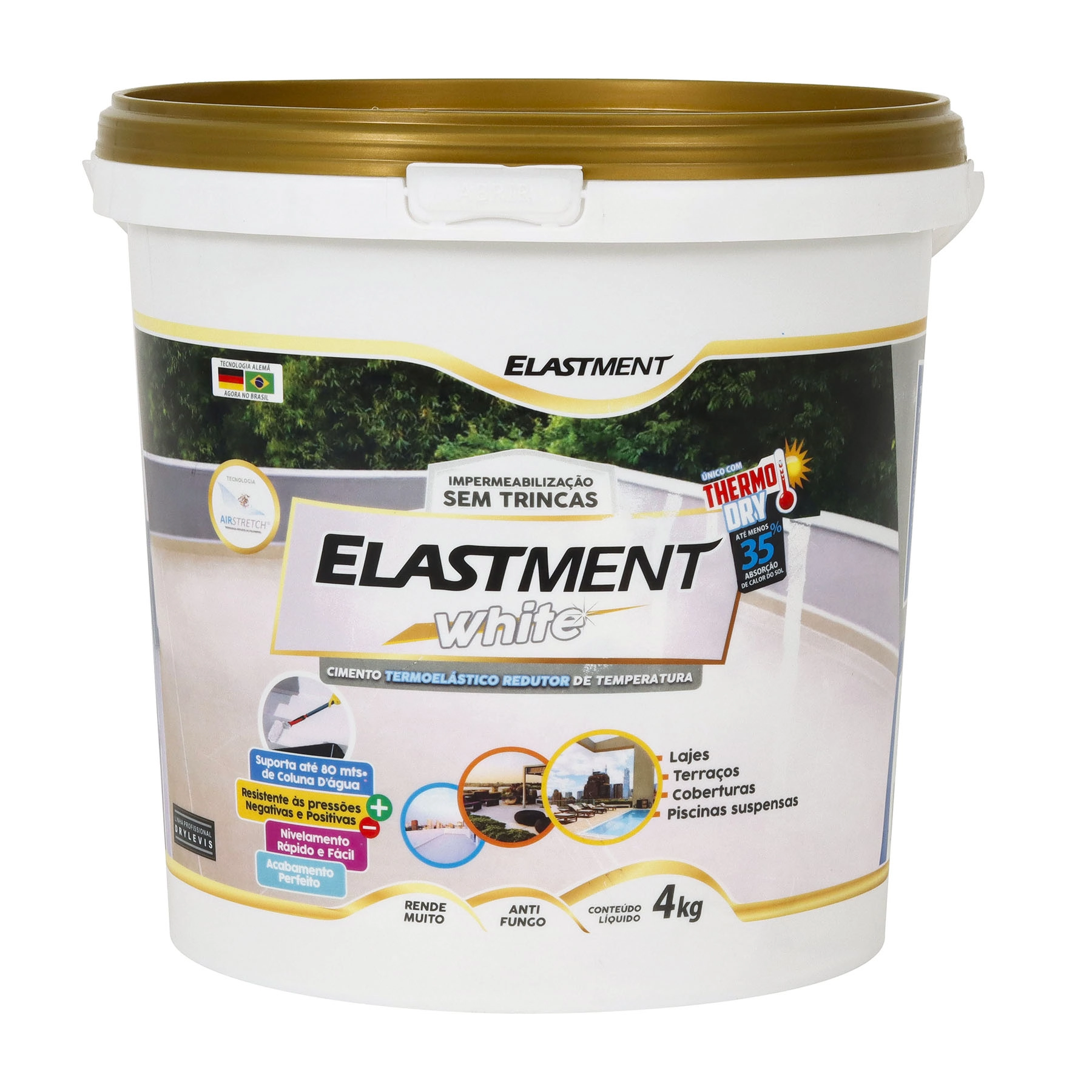 Cimento Elástico Impermeabilizante Drylevis Elastment White 4kg Branco