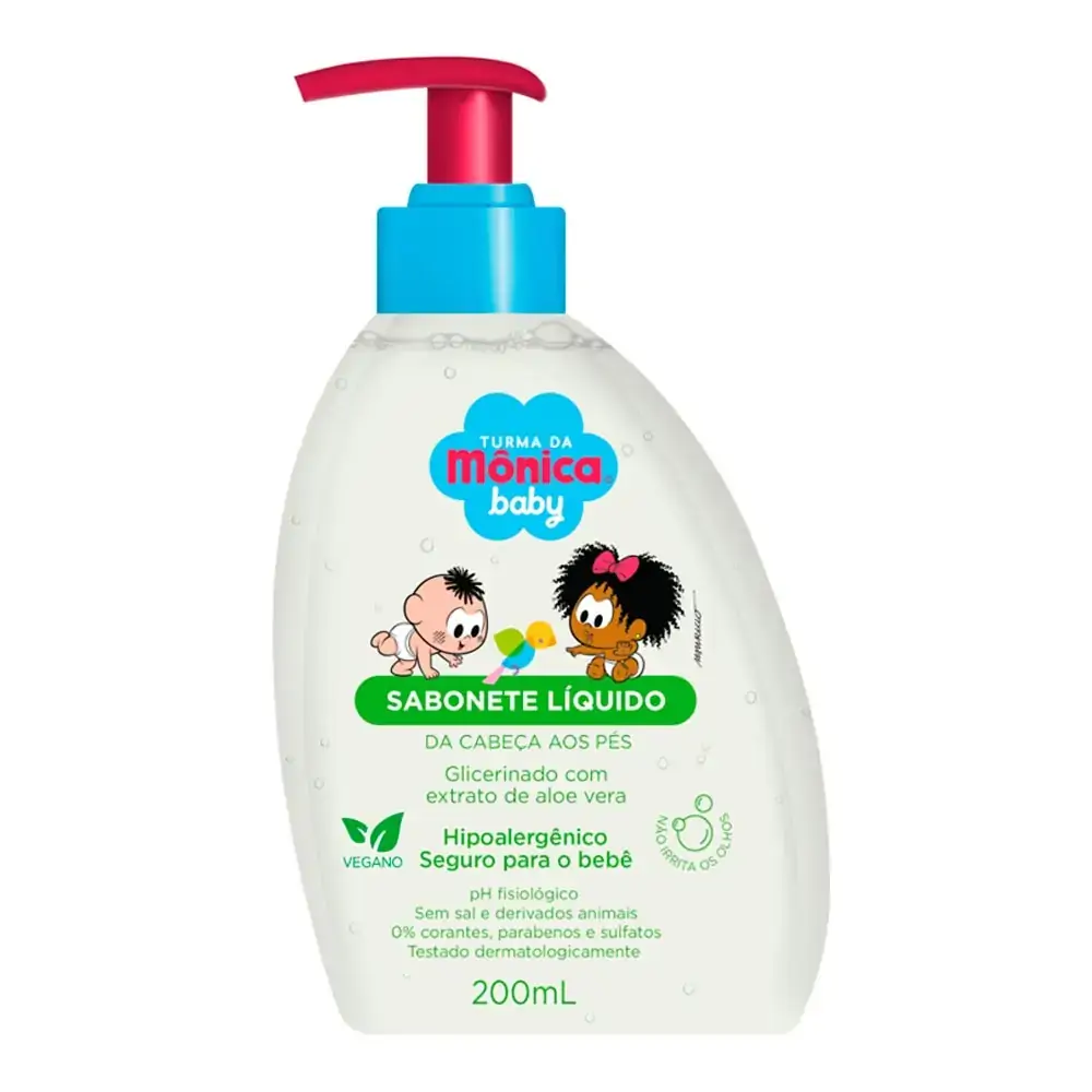 Sabonete Infantil Líquido De Glicerina Da Cabeça Aos Pés Extrato De Aloe Vera Turma Da Mônica Baby F