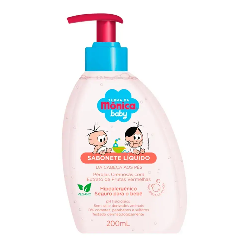 Sabonete Líquido Da Cabeça Aos Pés Pérolas Cremosas Turma Da Mônica Baby Frasco 200ml