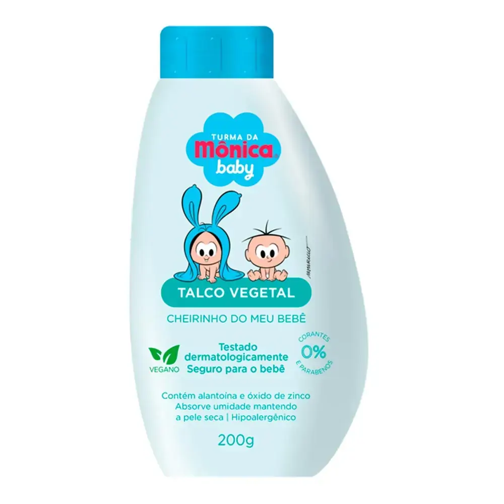 Talco Infantil Vegetal Cheirinho De Amor E Carinho Turma Da Mônica Baby Frasco 200g