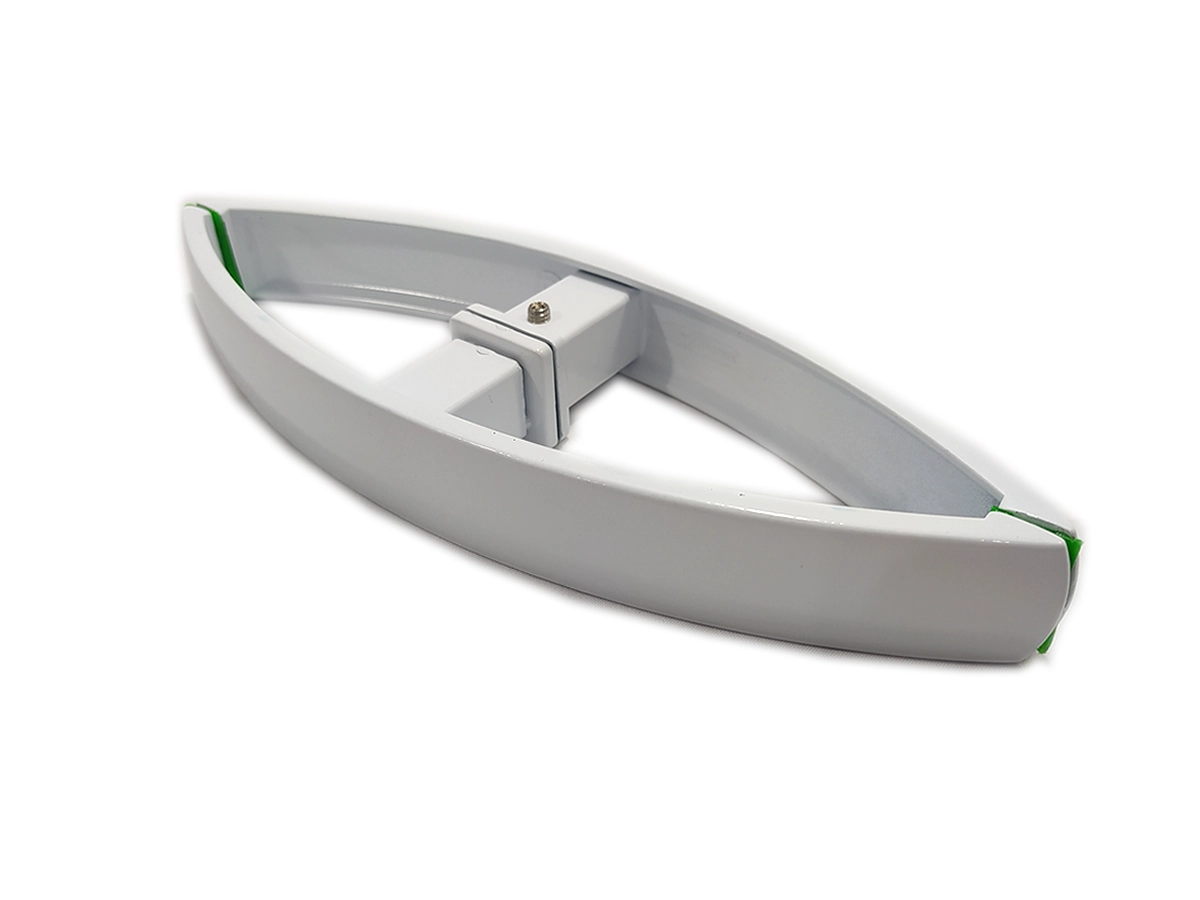 Puxador Curvo Com 1 Furo 27cm Para Porta De Vidro E Portão - Branco
