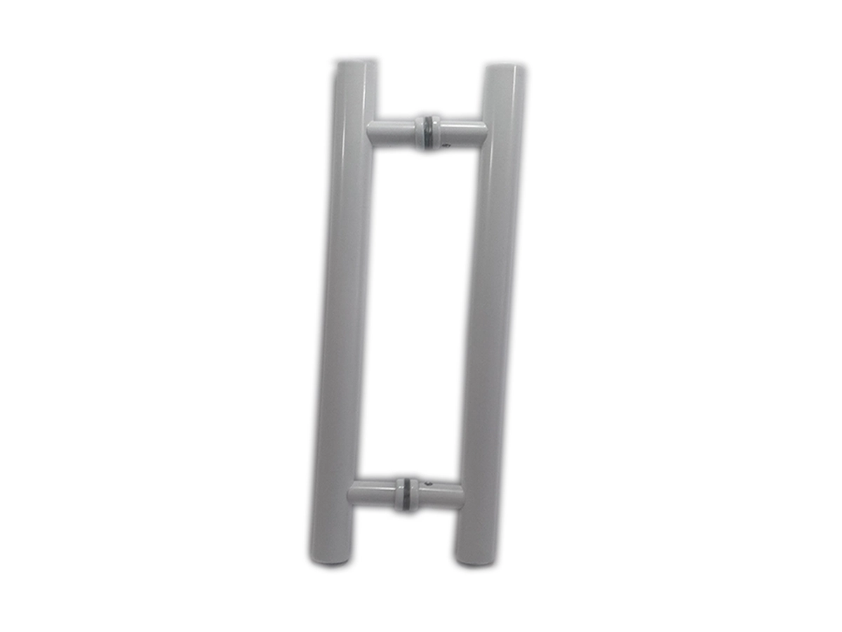 Puxador H Duplo 40x30cm Tubular Redondo Para Porta De Vidro E Portão - Branco