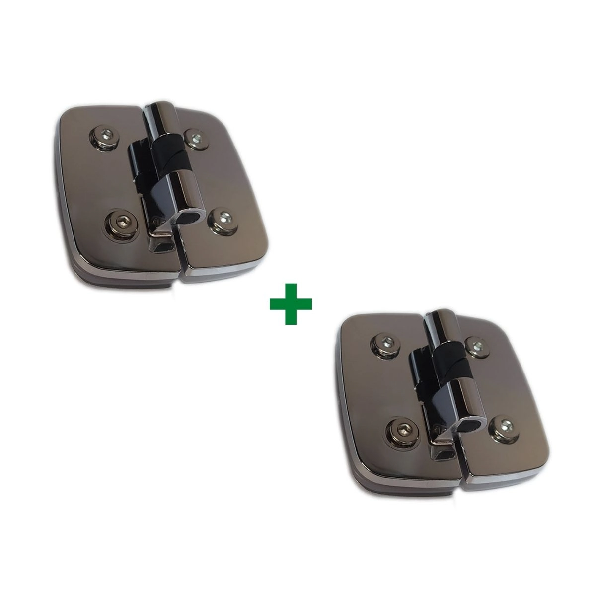 1129 - Dobradiça Dupla Automática V/v Para Porta De Vidro Blindex Cromado - 2 Unidades