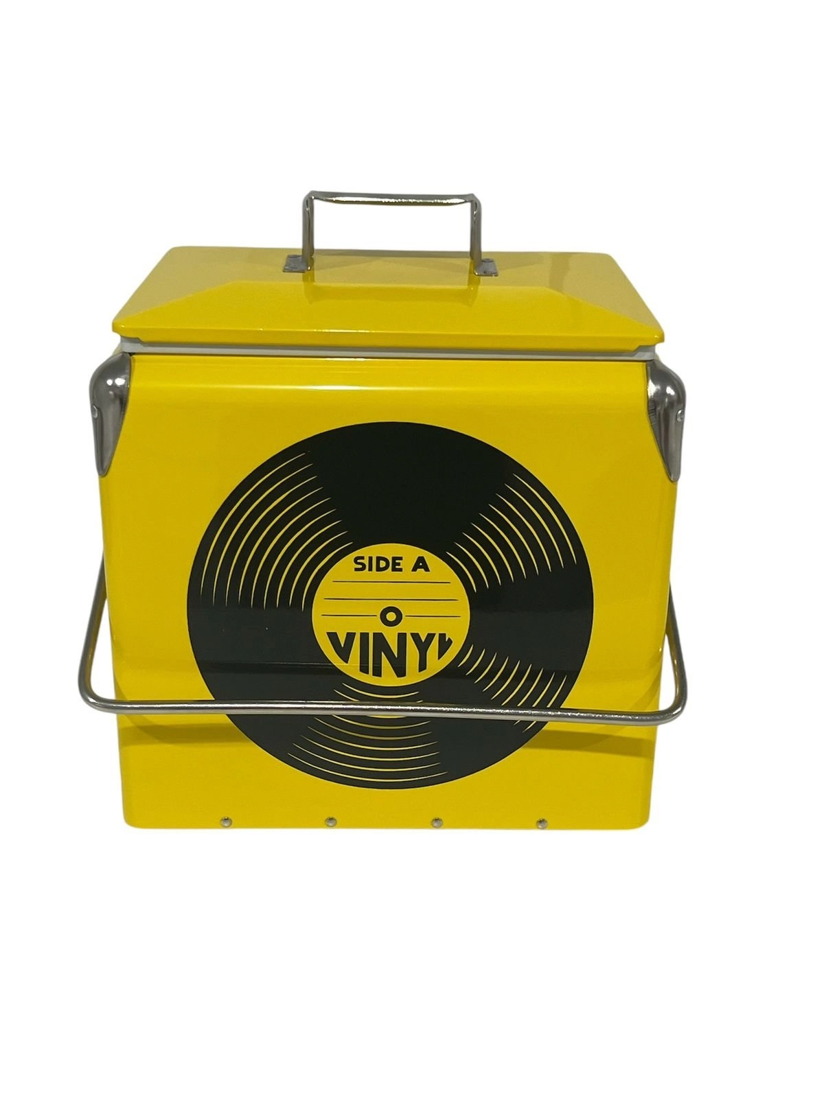 Caixa Térmica Retrô Vinil 15 Litros Até 12 Latas Cooler Disco - Amarela