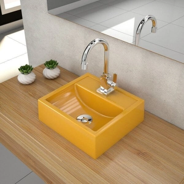Kit Cuba Q32 Com Torneira Luxo 1195 E Válvula Click 1"b Compace Amarelo